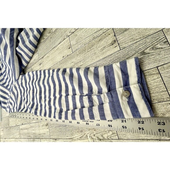 Chico’s Spliced Stripe Blue White Button Front Tunic Pockets Chicos Sz 0 (4-6) - Picture 10 of 11